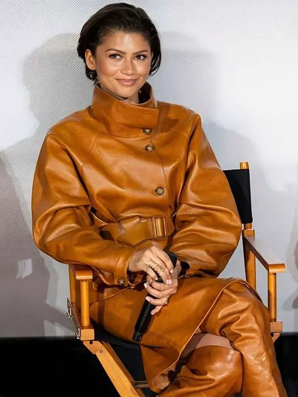 Zendaya-Dune-3-Movie-Premiere-Brown-Leather-Jacket Zendaya-Dune-3-Movie-Premiere-Brown-Leather-Jacket