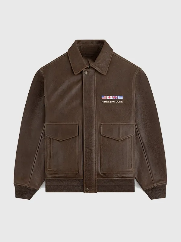 Aime-Leon-Dore-Worlds-Borough-2026-Brown-Flight-Leather-Jacket-–-Unisex Aime-Leon-Dore-Worlds-Borough-2026-Brown-Flight-Leather-Jacket-–-Unisex