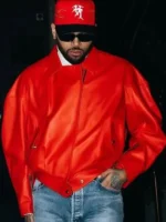 Chris-Brown-Street-Style-Red-Jacket
