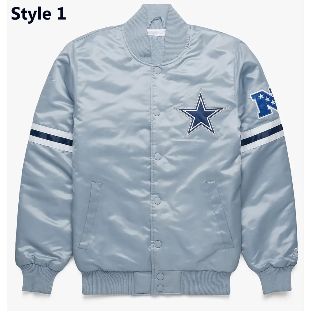 Dallas-Cowboys-Gray-Satin-Jacket Dallas-Cowboys-Gray-Satin-Jacket