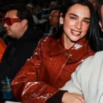 Dua-Lipa-Yankees-Game-Red-Croc-Leather Red-Coat