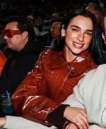 Dua-Lipa-Yankees-Game-Red-Croc-Leather Red-Coat