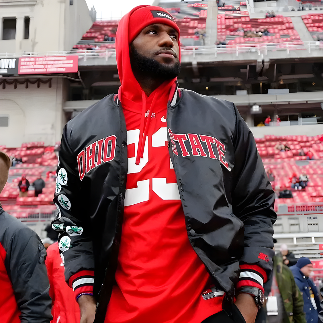 Ohio-State-Buckeyes-Lebron-James-Satin-Bomber Ohio-State-Buckeyes-Lebron-James-Satin-Bomber