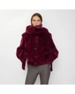 The-Celebrity-Traitors-S02-Jerry-Hall-Maroon-Detachable-Scarf-Shearling-Jacket-2