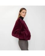 The-Celebrity-Traitors-S02-Jerry-Hall-Maroon-Detachable-Scarf-Shearling-Jacket-4