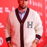 Travis-Kelce-Cable-Knit-Beige-Striped-Trim-Letterman-Cardigan-510x680