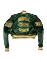 Womens-Norfolk-State-University-Embroidered-Cropped-Satin-Green-Jacket-510x680