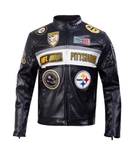 Mens Pittsburgh Steelers Black Moto Jacket
